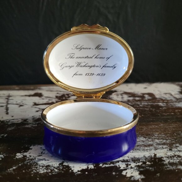 Vtg Halcyon Days English Enamel Box Sulgrave Manor Scene Handcrafted In England - Picture 2 of 9